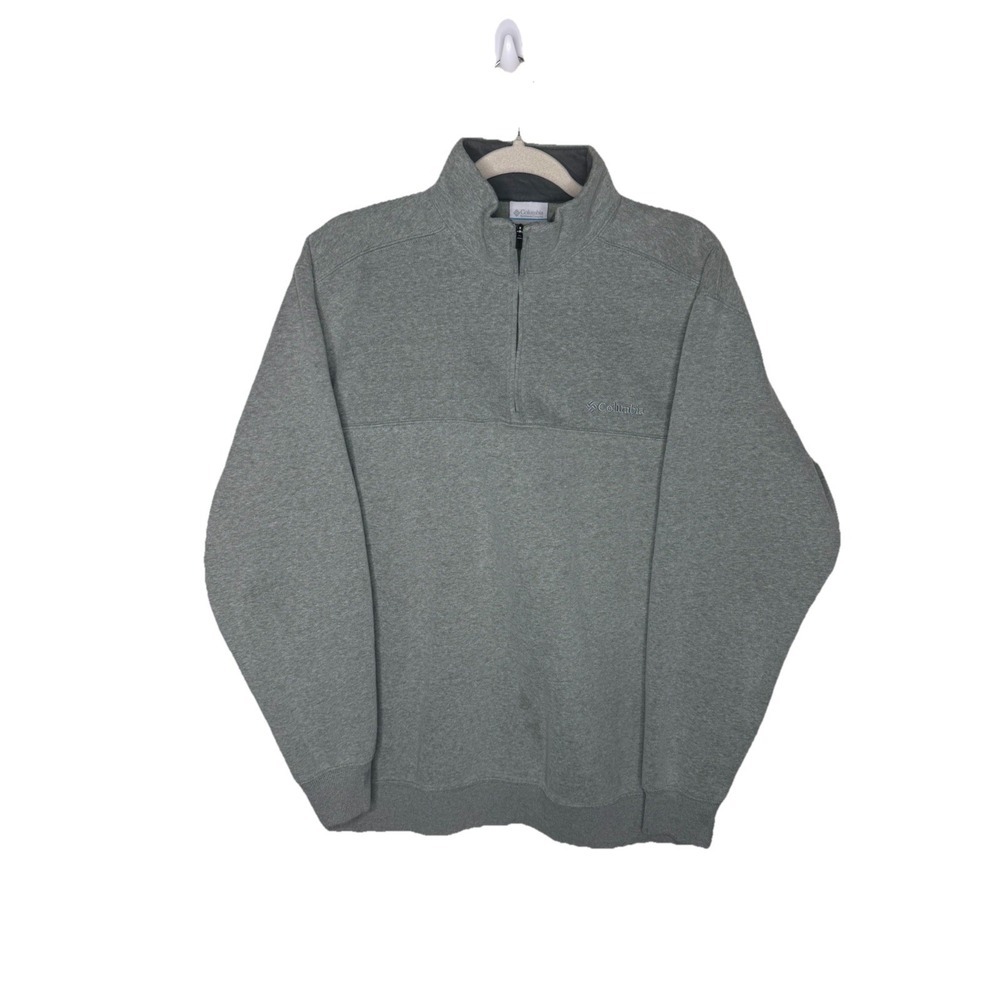 Columbia Quarter Zip Fleece Sweatshirt Long Sleeve Large Mens Gray